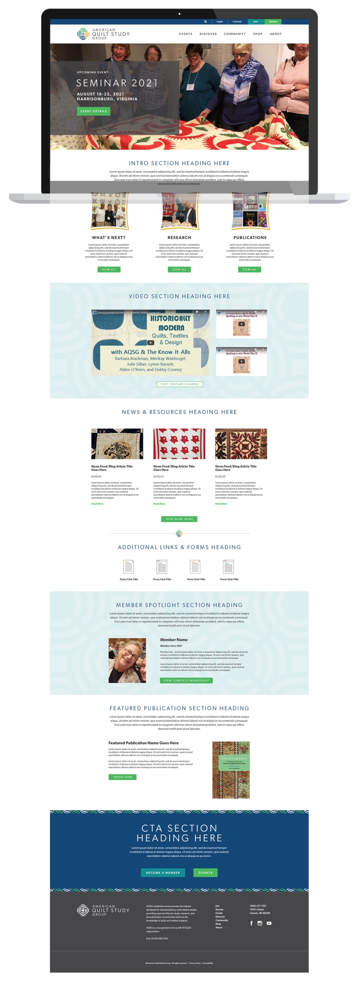 american quilt study group website design