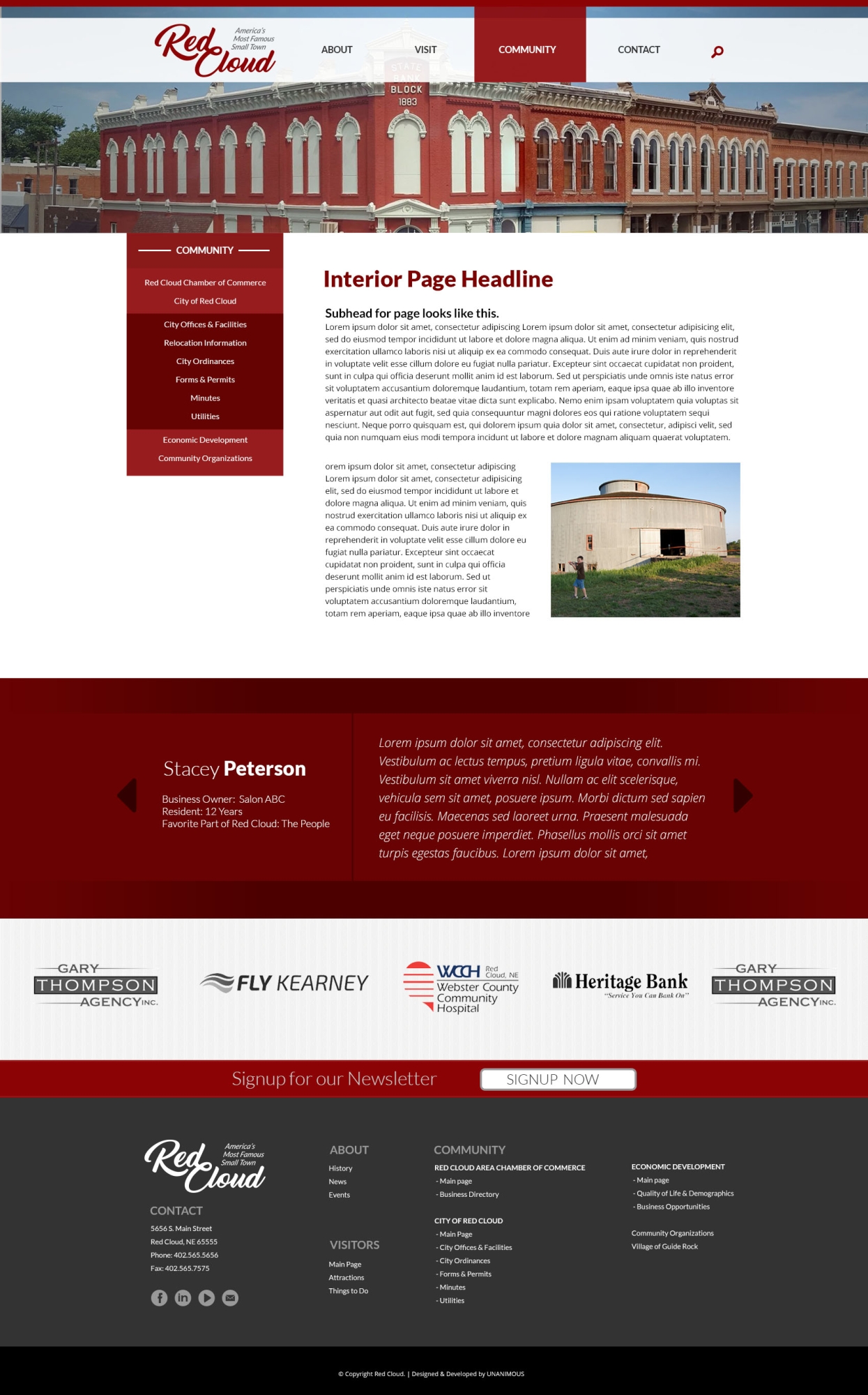 red cloud community website design about page