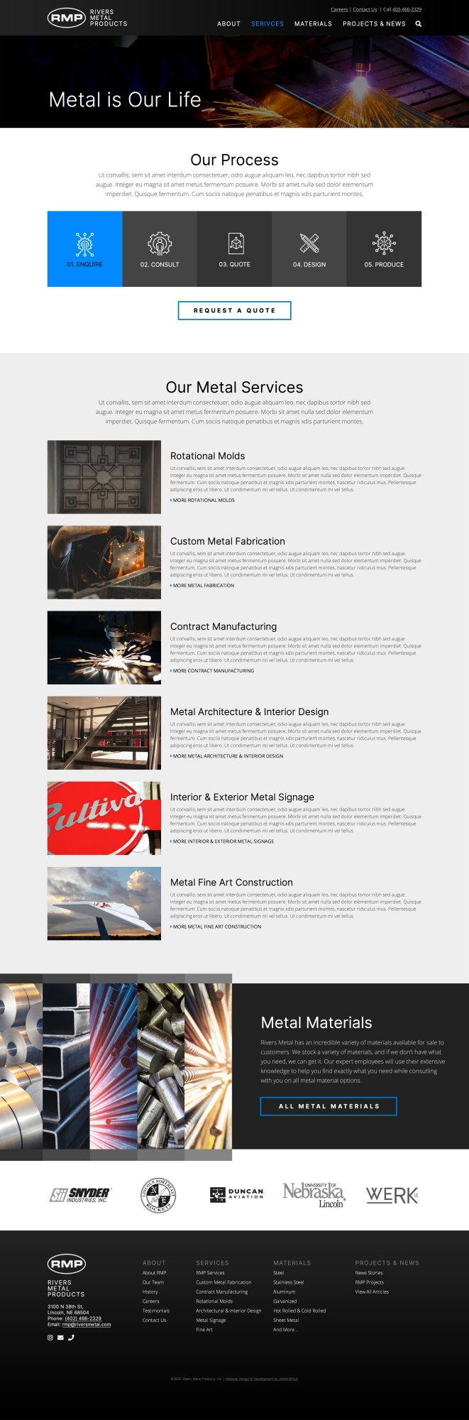 rivers metal website design services