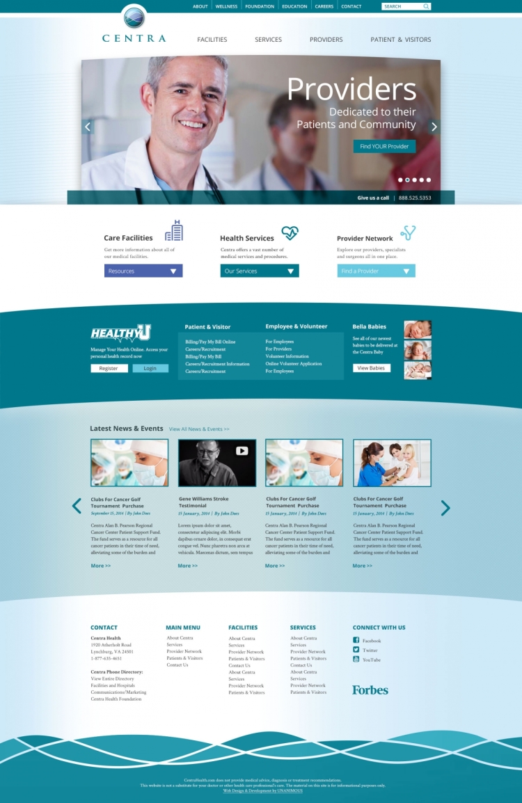 healthcare website design homepage
