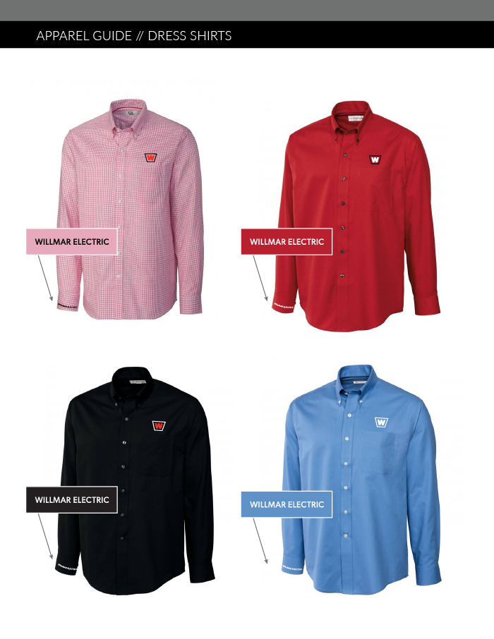 branded willmar electric apparel guide button down shirts