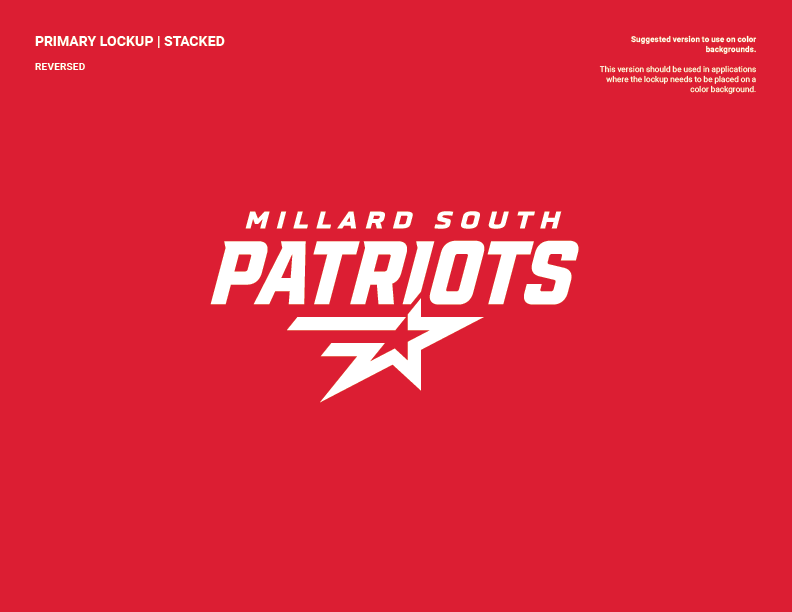 school brand guide primary logo lockup on red