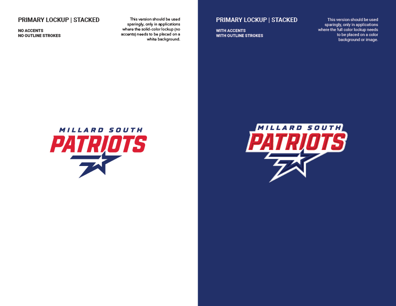 school brand guide primary logo lockup on white and blue