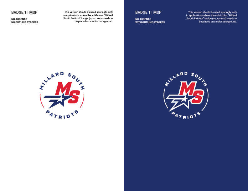 school brand guide primary alternate logo seal on white and blue