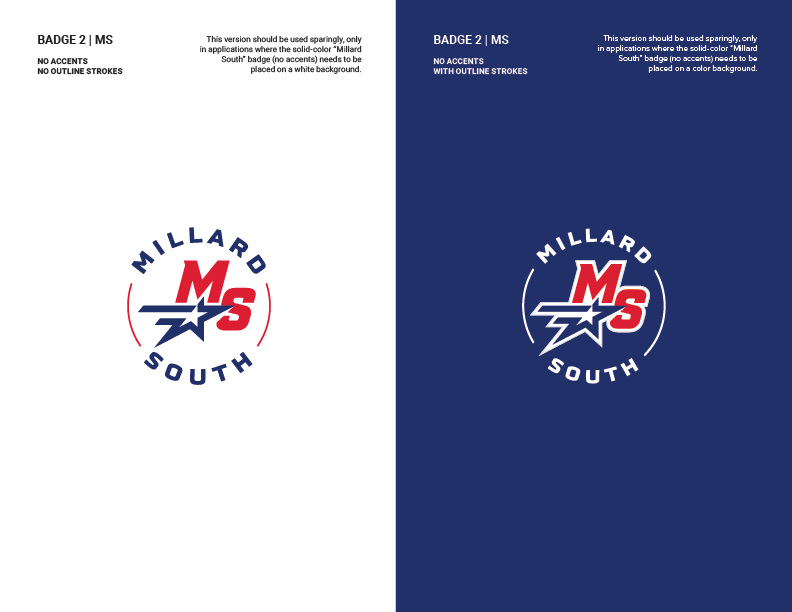 school brand guide primary alternate logo seal on white and blue