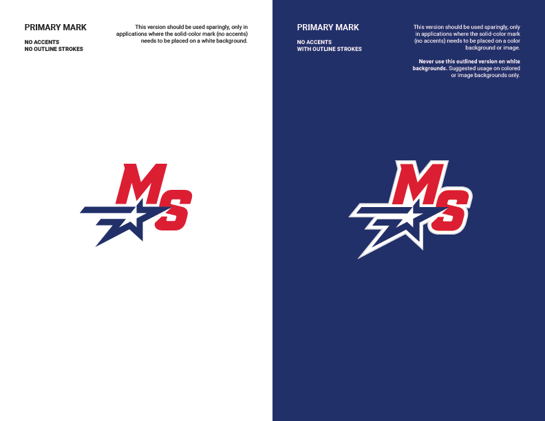 school brand guide primary logo mark on white and blue