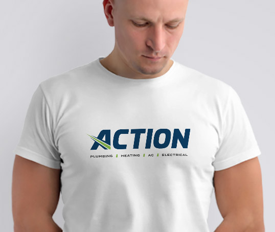 action branded white shirt