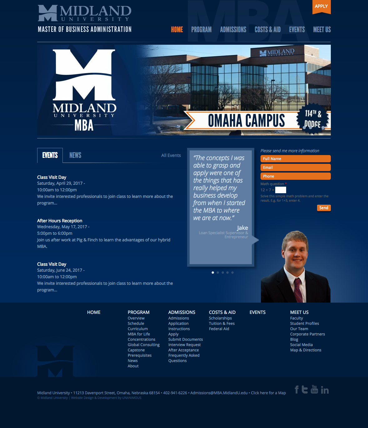 midland university mba website design