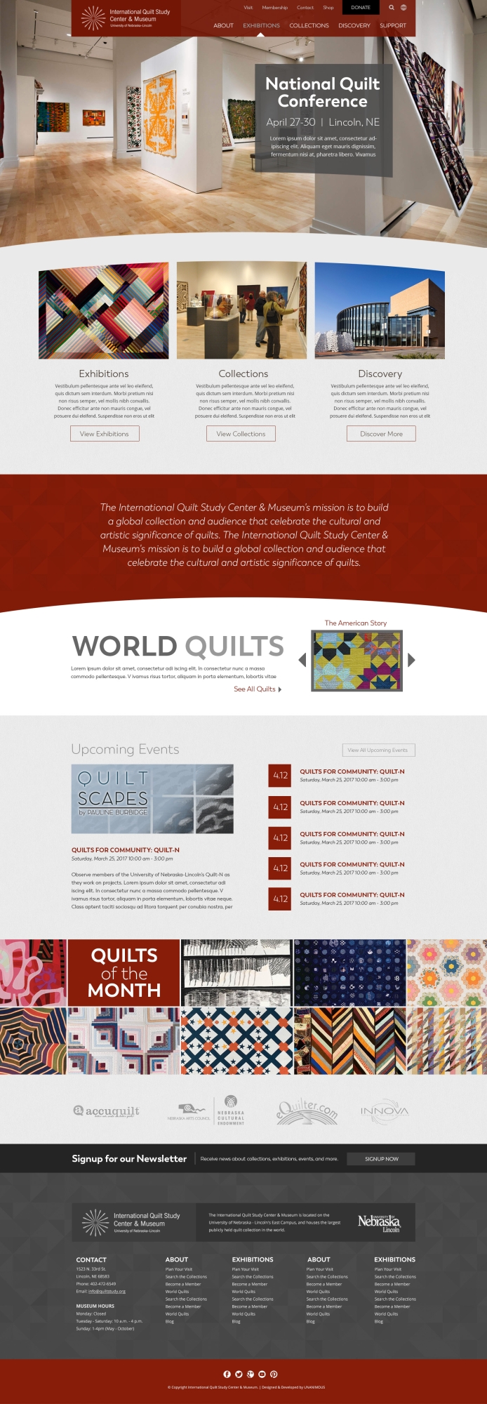 international quilt museum website design homepage