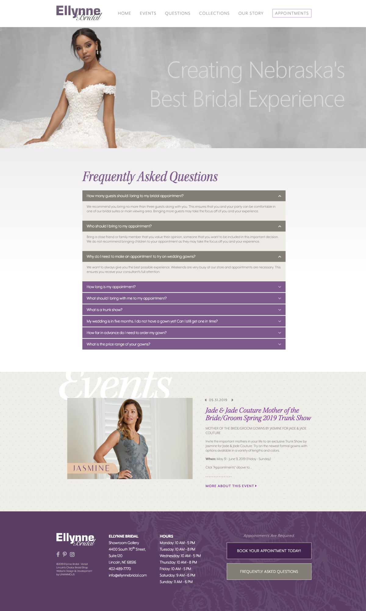 bridal website design faq