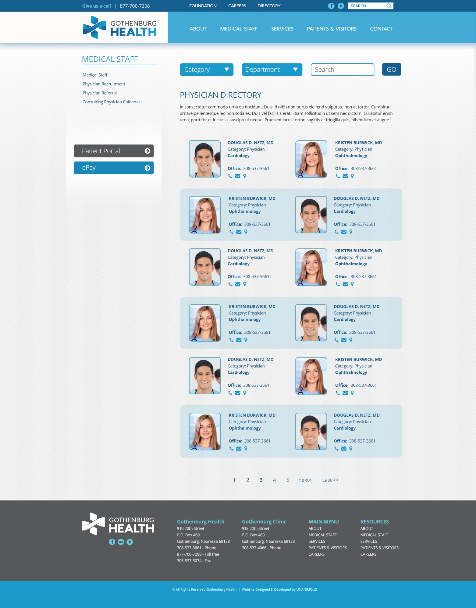 healthcare website profiles