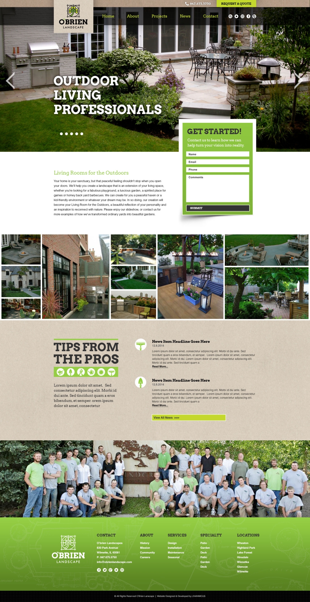 landscape website homepage