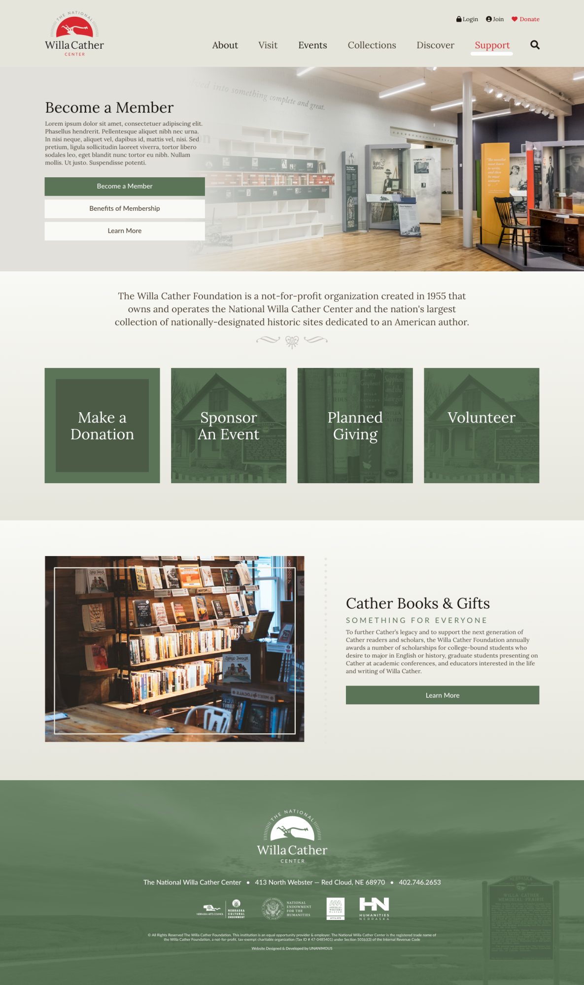 Cather web design support page