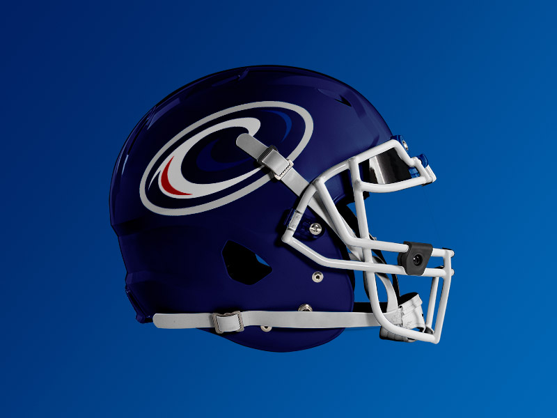 branded school football helmet