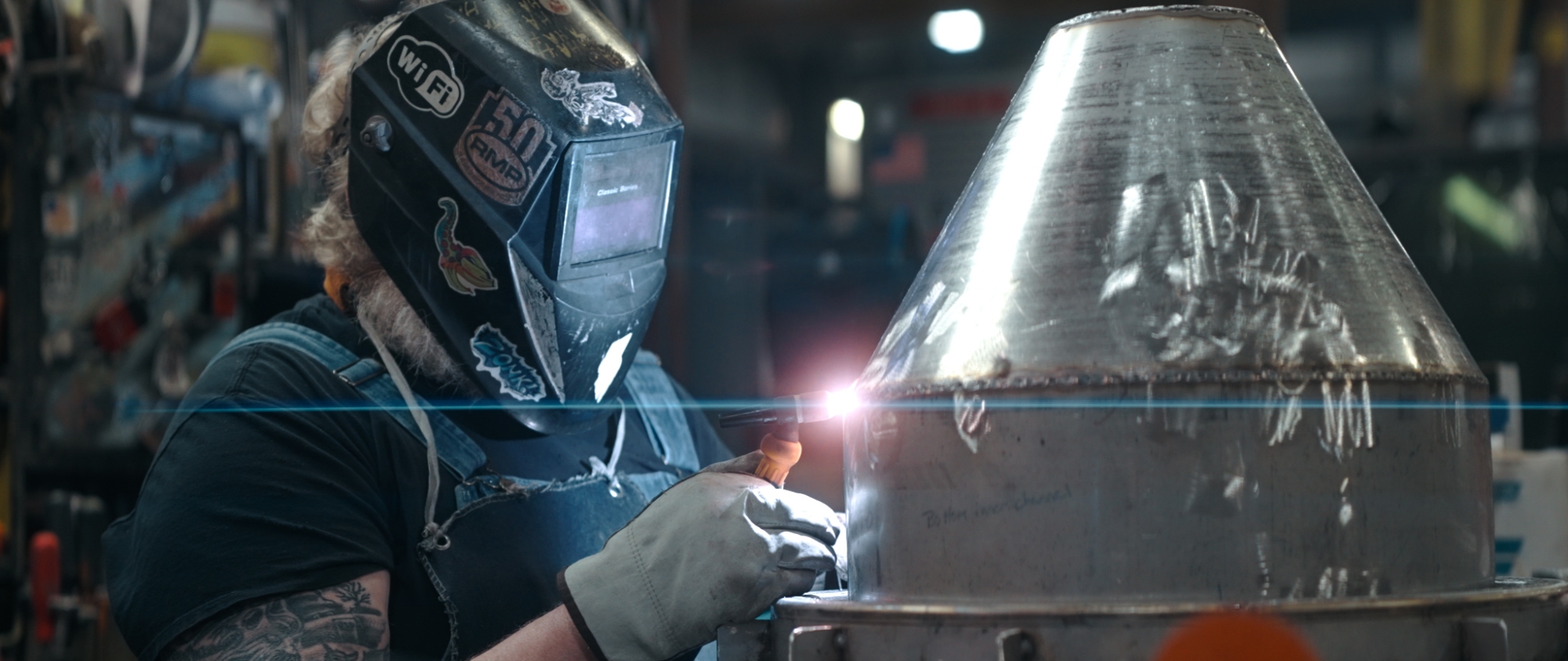 man welding
