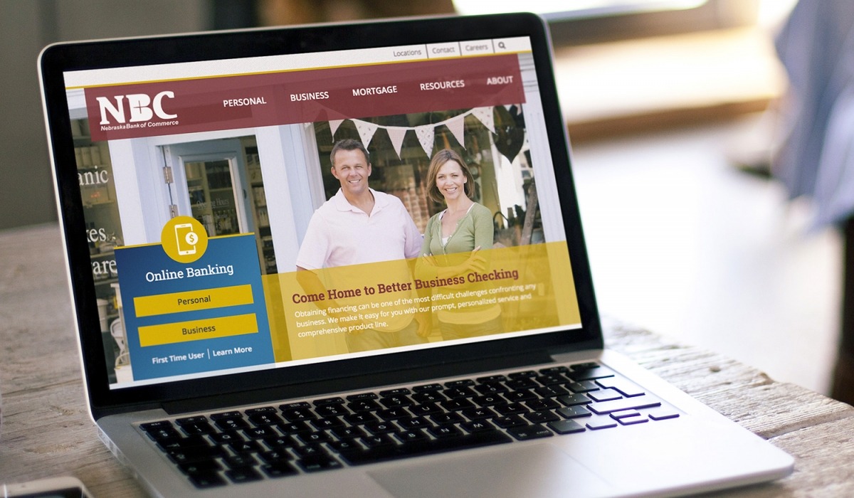 bank website design on laptop