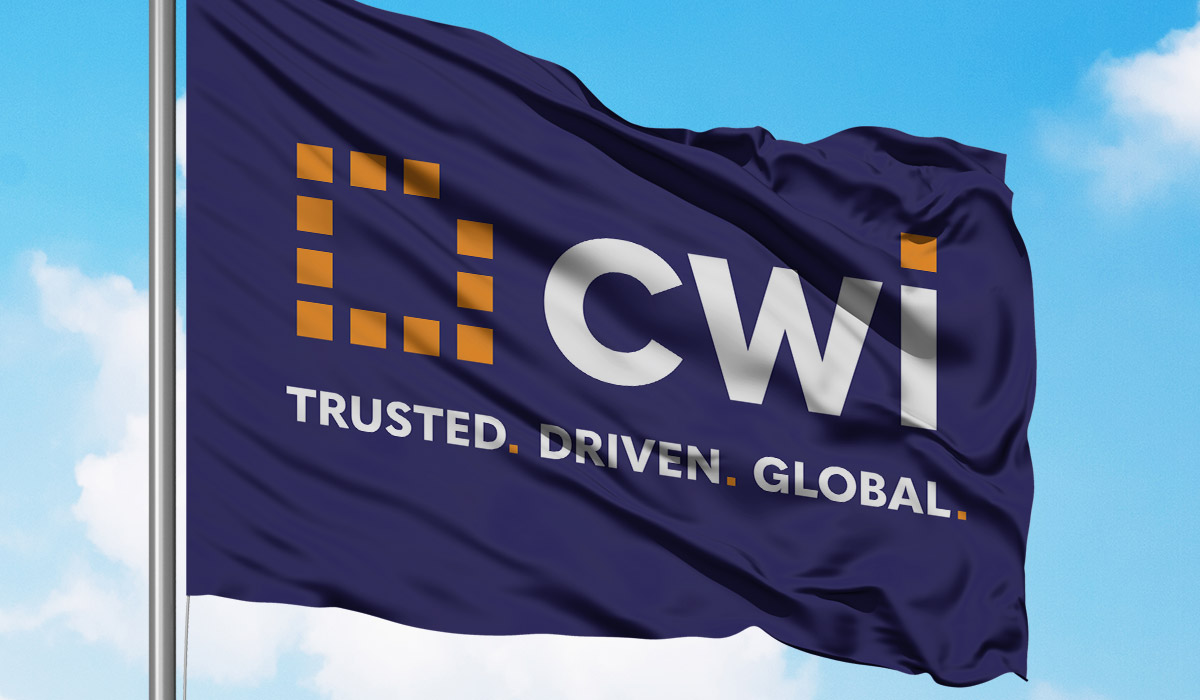cwi, computer wholesalers logo on flag