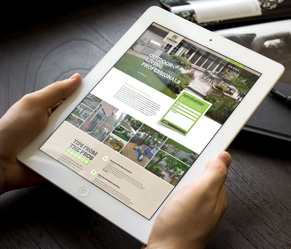 landscaping website on tablet