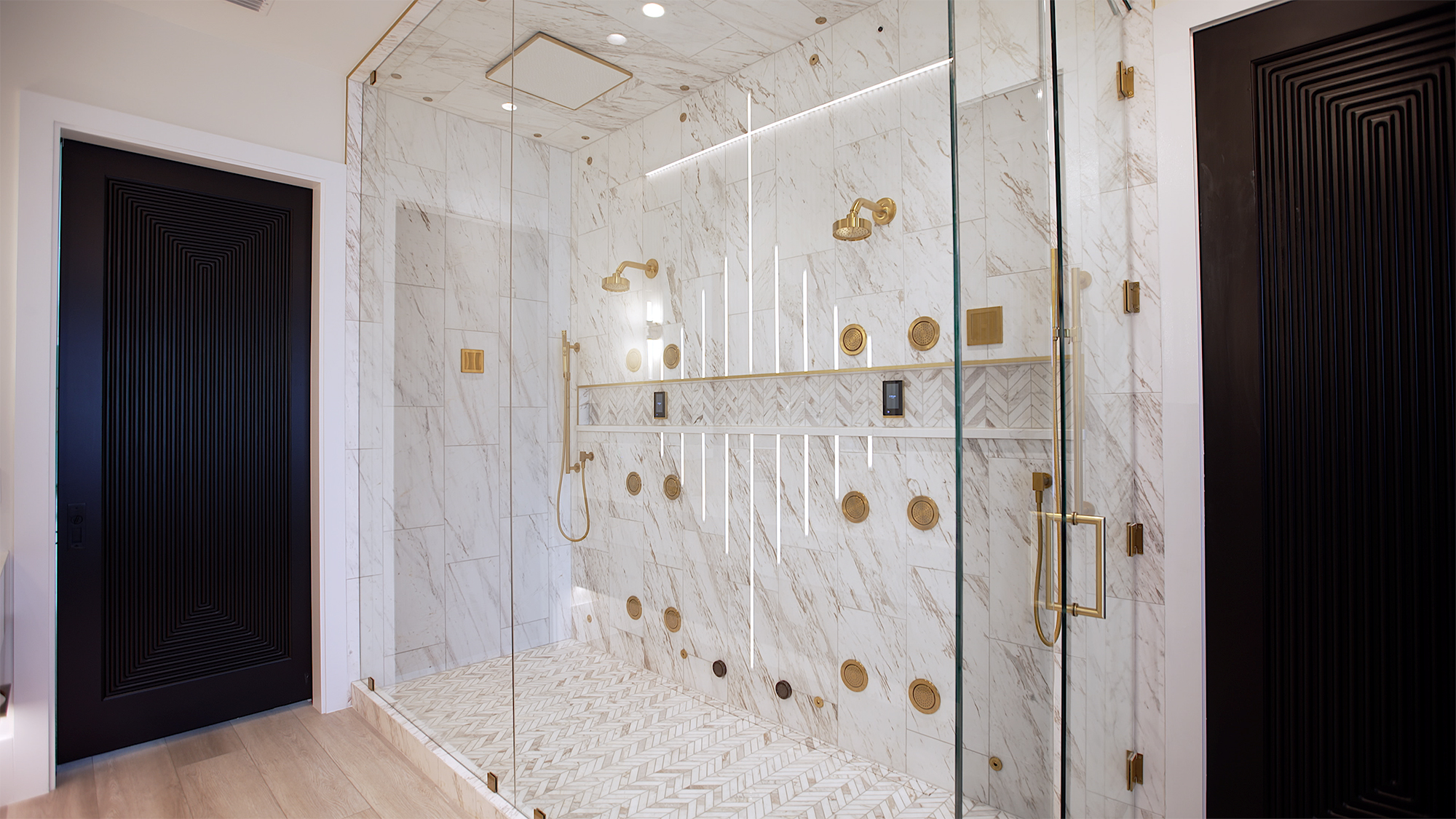 image of big fancy shower with airmada dry system installed