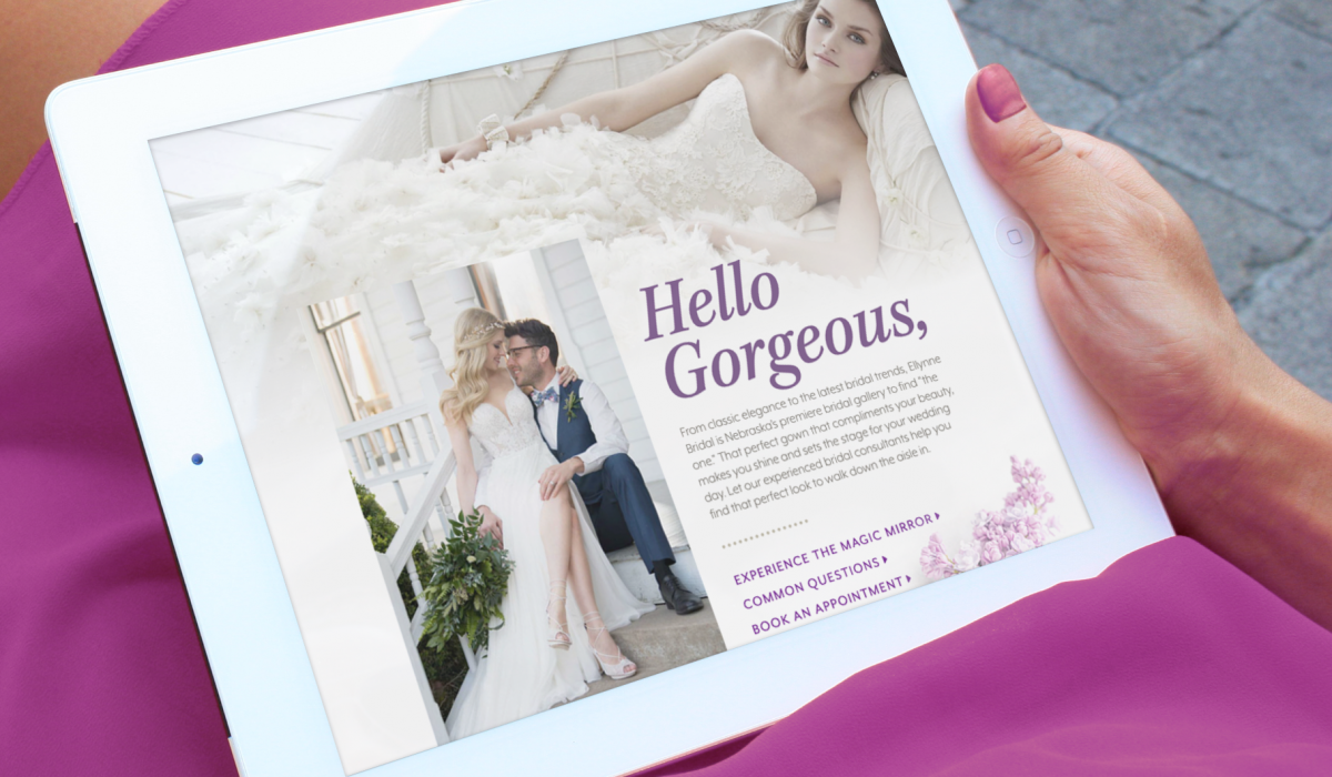 bridal website design on tablet