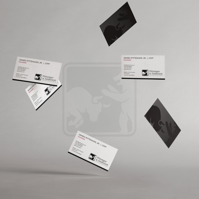 Pittenger & Anderson business cards and logo
