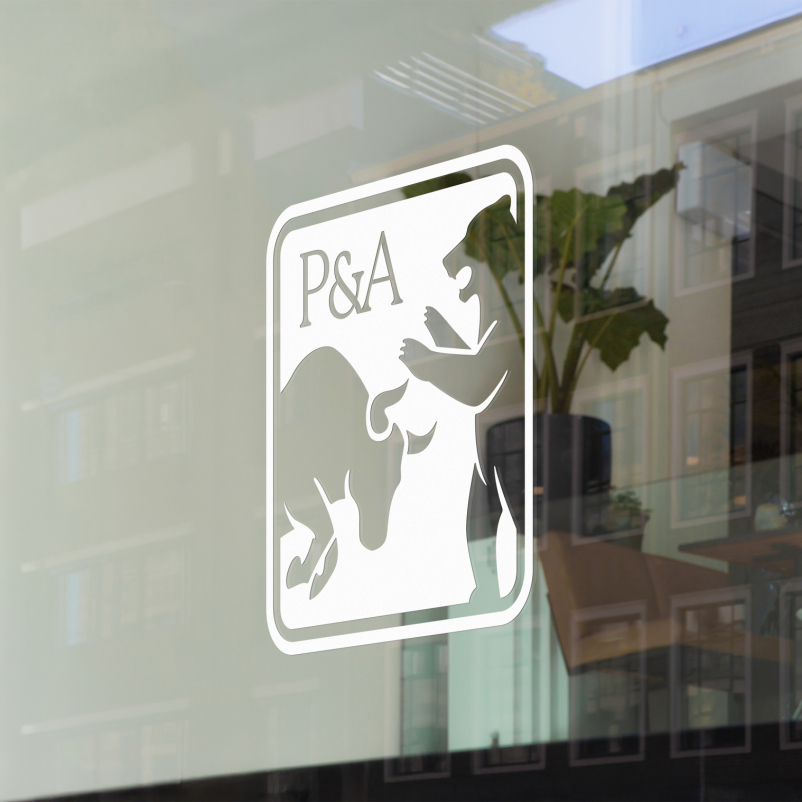 Logo on office window