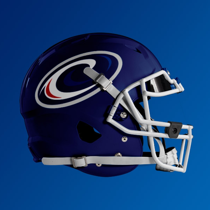 branded school football helmet