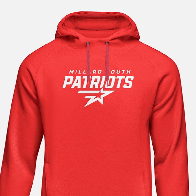 millard south high school logo on red sports sweatshirt