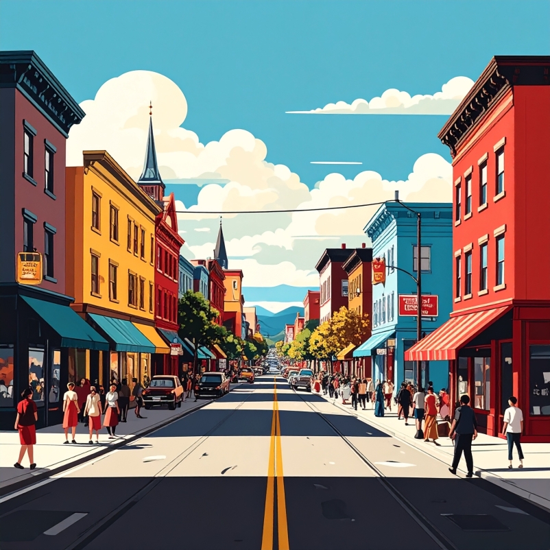 illustration of community branding mainstreet