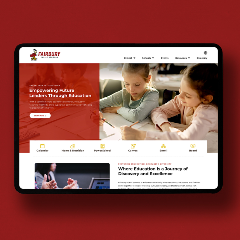 Fairbury Public Schools website on ipad tablet