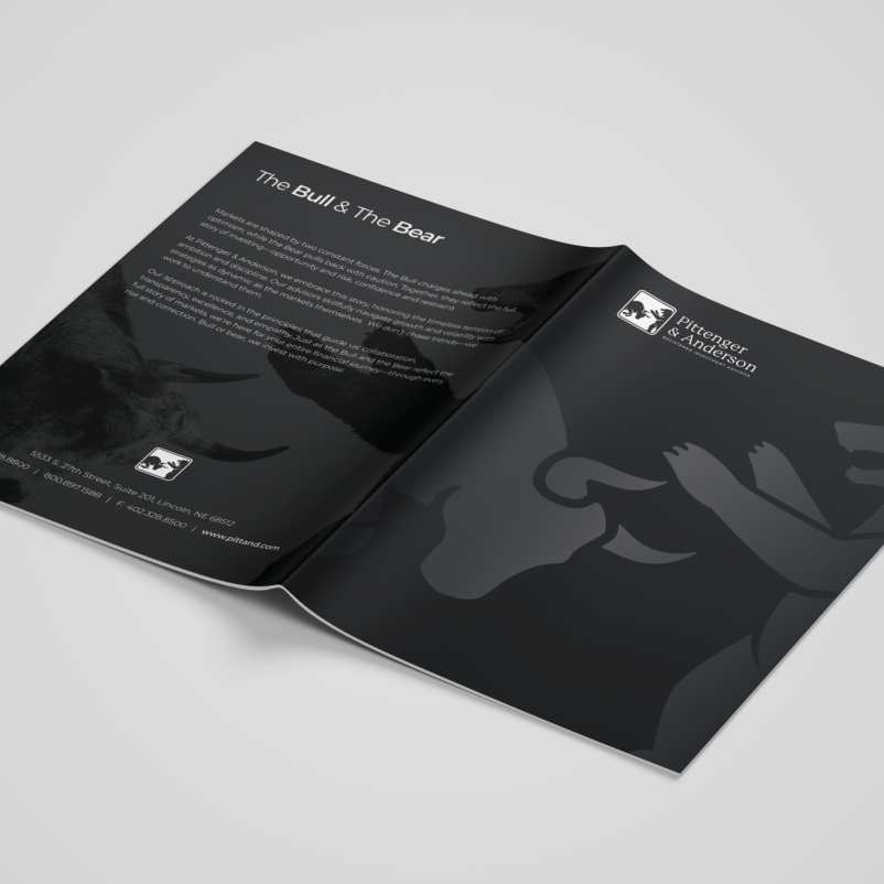 Front and back cover of financial brochure