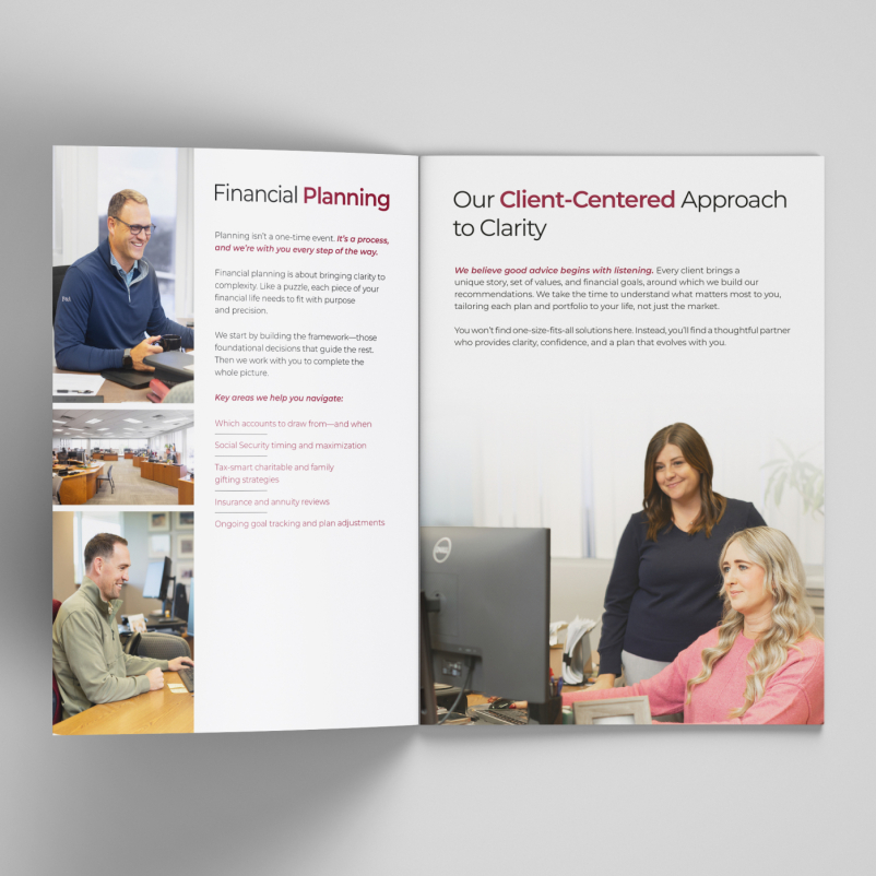 Third spread of financial brochure