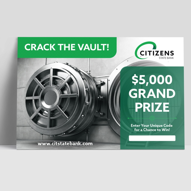 branded bank postcard design