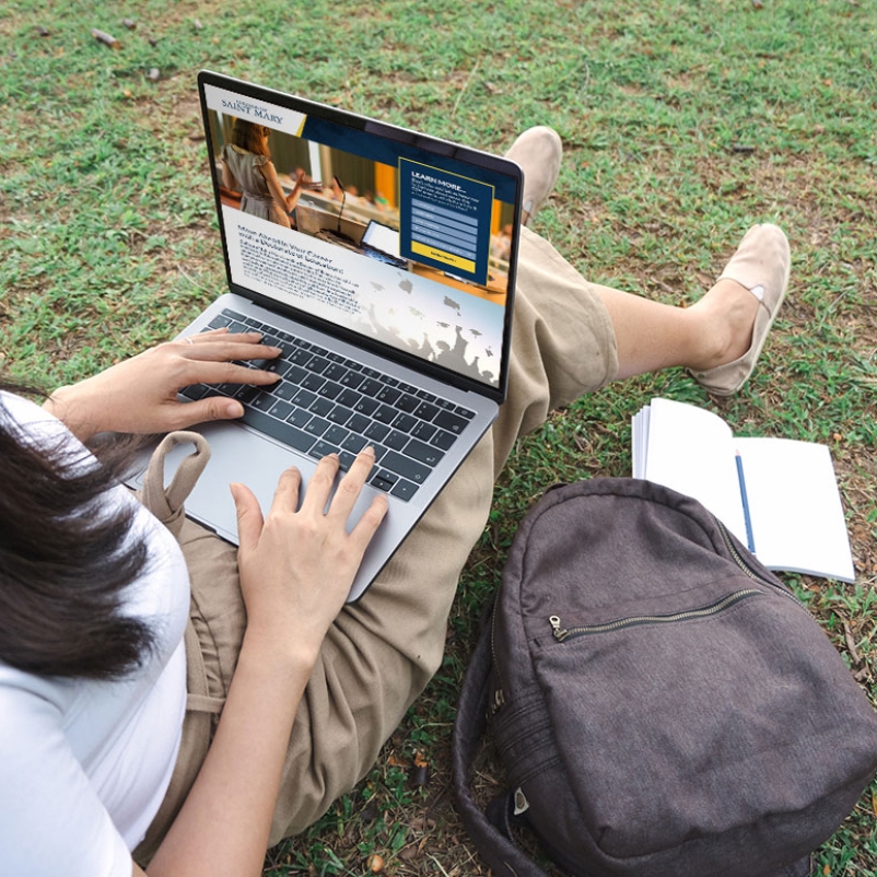 college website design on laptop
