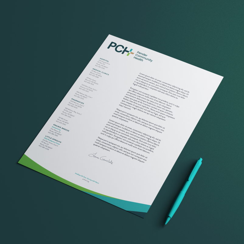 Letterhead template for Pender Community Health