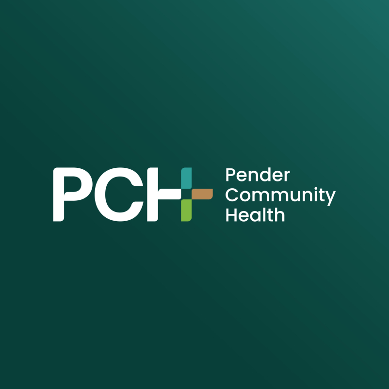 Primary Pender Community Health logo on a dark green background