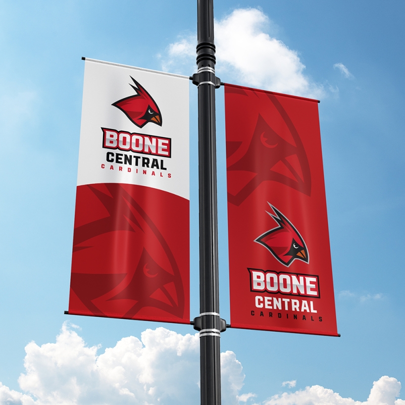 boon central public school mascot logo on flags