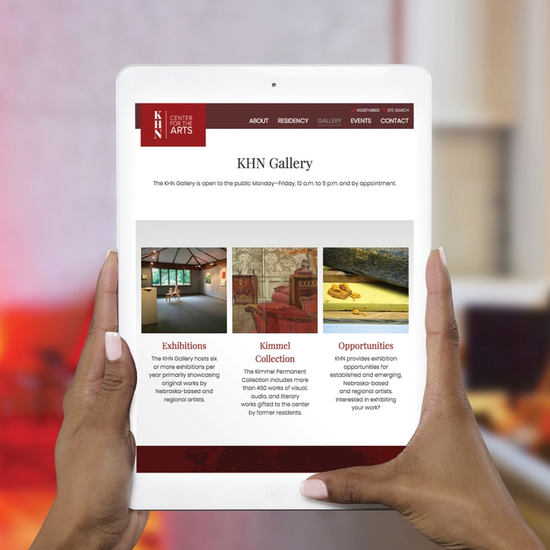 khn art center website on tablet