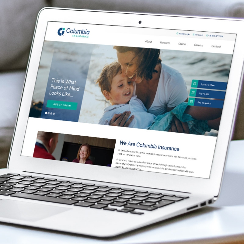 columbia insurance website mockup