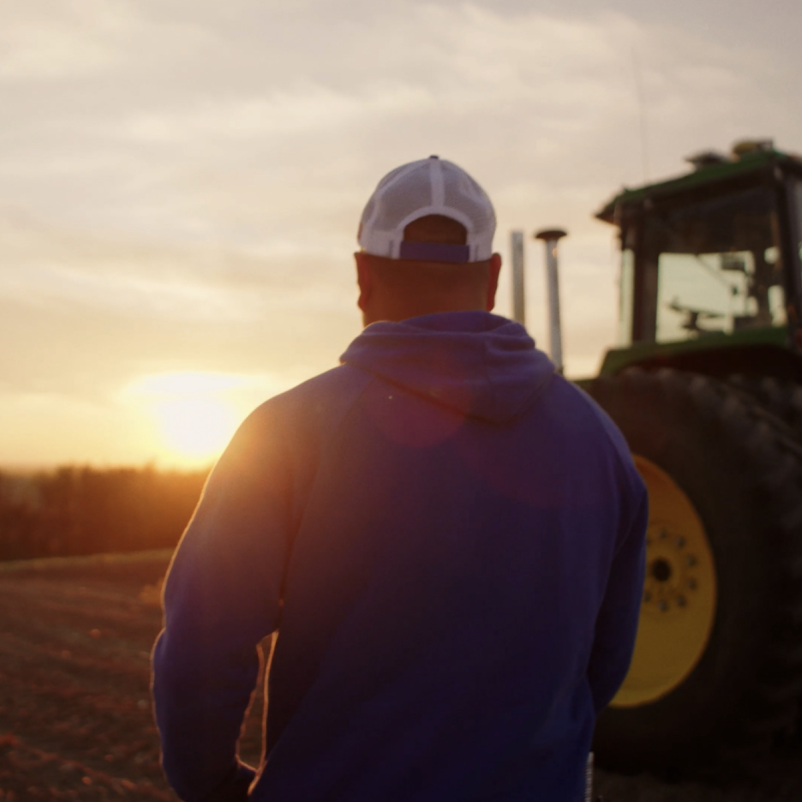 Man walking through field