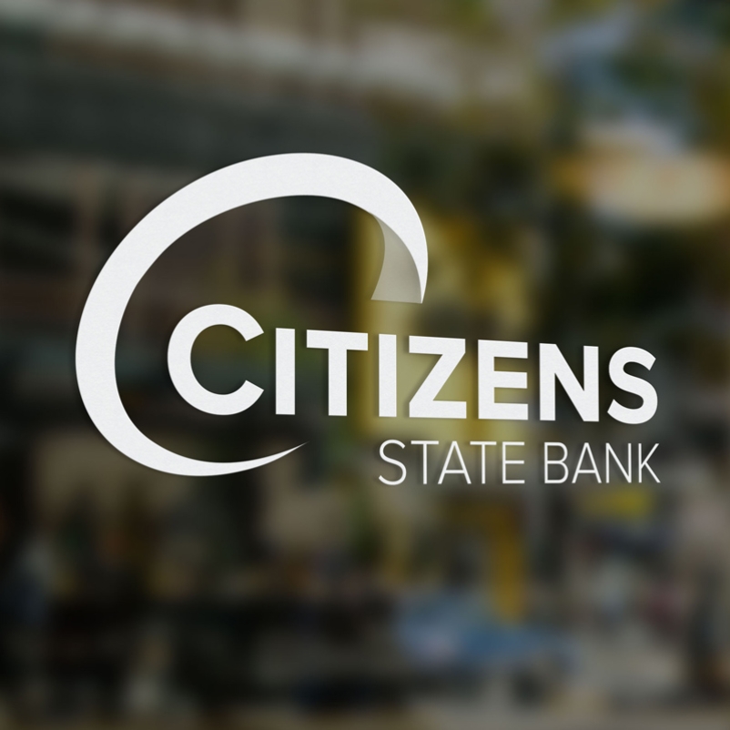 citizens state bank logo on window