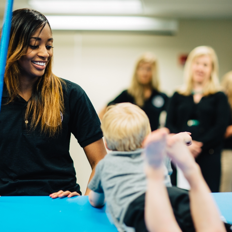 woman in college child care class