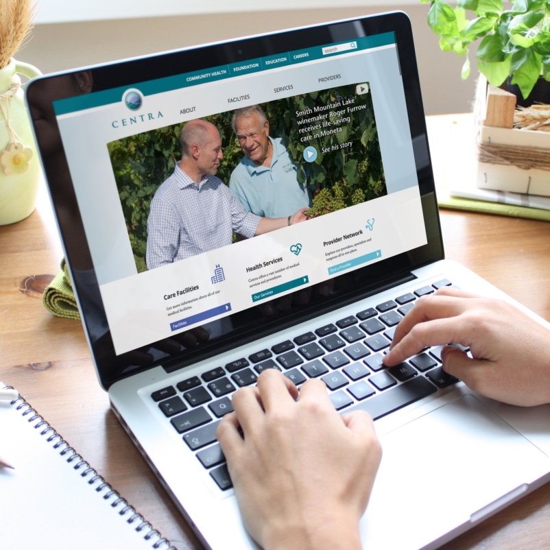 centra healthcare website design on laptop