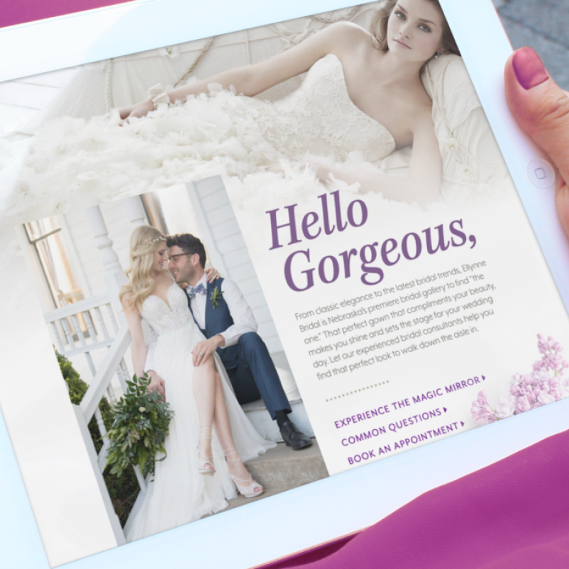 bridal website desgin on tablet