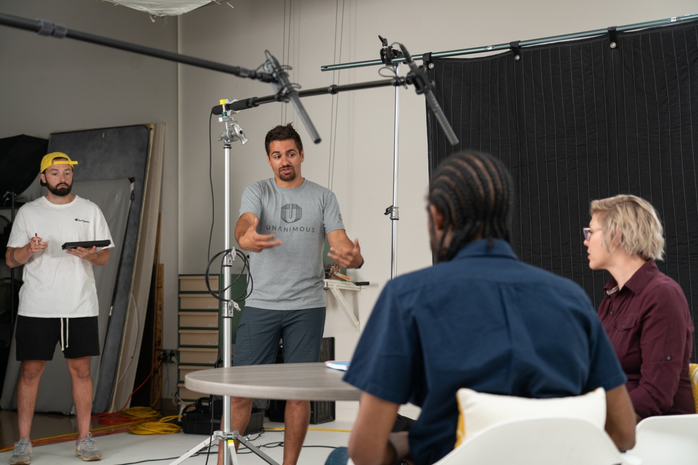 Man directing actors