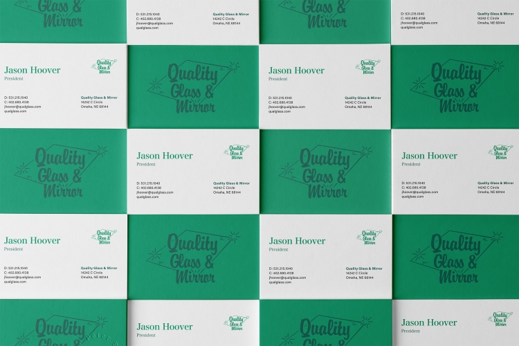 Quality Glass & Mirror business cards