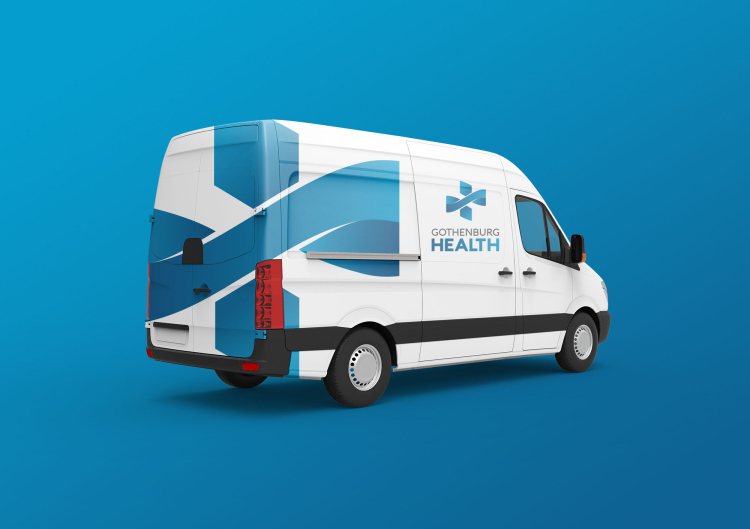 Gothenburg Health branding vehicle wrap