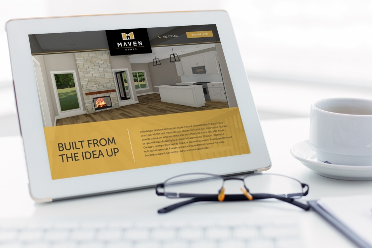 home builder website design on tablet