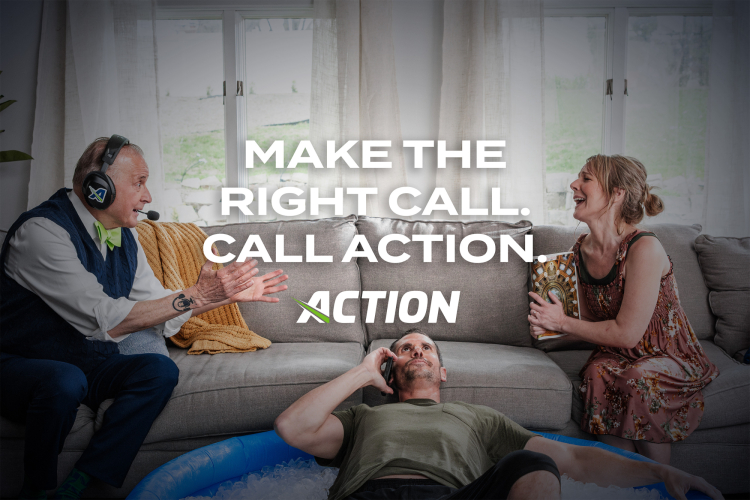 Campaign tagline "Make the Right Call" for ACTION's brand awareness campaign