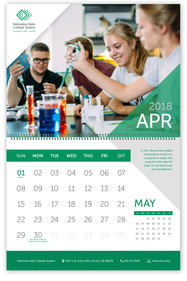 college system print calendar design